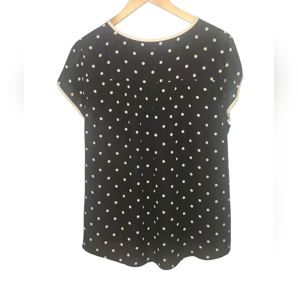Torrid Black Polka Dot Cap Sleeve Blouse with White Trim, size 2 - Picture 5 of 9